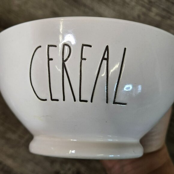 Rae Dunn Artisan Collection Ceramic CEREAL Bowl Blue Interior 5.5 Inches White - Picture 2 of 8